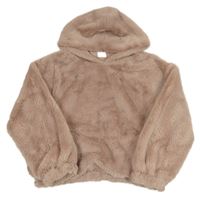 Světlerůžová kožešinová podšitá crop mikina a kapucí zn. Zara