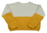 Bílo-žlutý žinylkový oversize mikina C&A