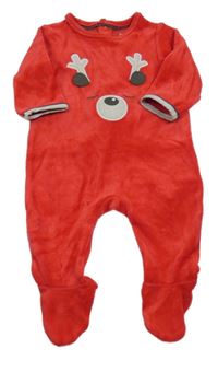 Červený sametový overal se sobem Obaibi