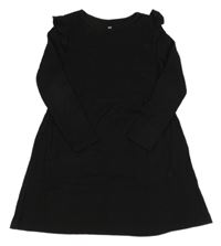 Černé žebrované bavlněné šaty H&M