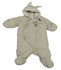 Béžová šusťáková zimní kombinéza s králíčkem a kapucí H&M