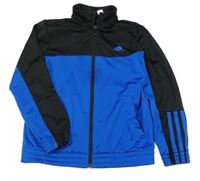 Černo-modrá sportovní propínací mikina s logem Adidas