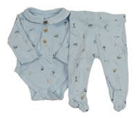 2set- modré body s obrázky+ polodupky Matalan