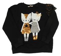 Černá mikina s kočkami 