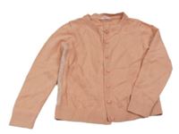 Světlerůžový propínací svetr s proužkem 