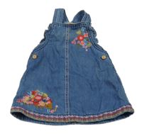 Modré riflové podšité šaty s kytičkami Mothercare