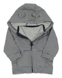 Modro-bílá pruhovaná propínací mikina s kapucí George