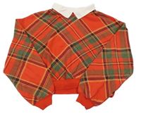 Červeno-zeleno-žlutá vzorovaná mikina s límečkem H&M