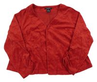 Červená sametová propínací mikina 