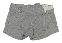 Modro-bílé plátěné pruhované kraťasy s mašlí Benetton