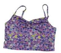 Fialový květovaný crop top Shein