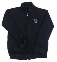Tmavomodrá propínací mikina s nápisem Fred Perry