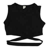 Černý žebrovaný crop top Shein