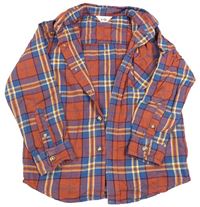 Modro-cihlová kostkovaná flanelová košile M&Co