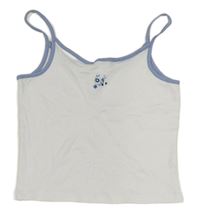 Bílý žebrovaný crop top s kytičkami H&M