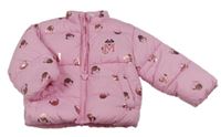 Růžová šusťáková zimní bunda s Minnie Disney