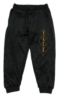 Černé plyšové třpytivé tepláky Elle