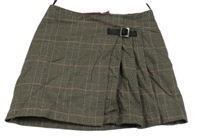 Hnědo-černo-růžová úpletová sukně s přezkou C&A