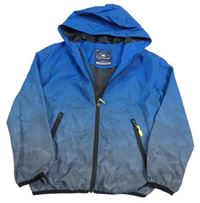 Modro-šedá puntíkatá ombré šusťáková podzimní bunda s kapucí George