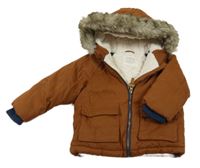 Skořicová šusťáková zimní bunda s kapucí F&F