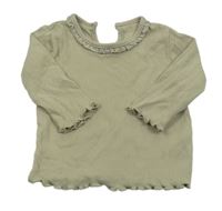 Béžvošedé žebrované triko s krajkou George