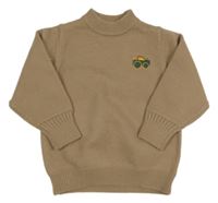 Hnědobéžový svetrový rolák s jeepem Amila