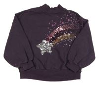 Tmavofialová mikina s kometou z flitrů Next 