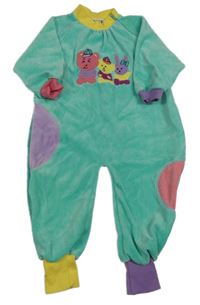 Mátový sametový overal se zvířaty 