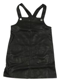 Černé koženkové laclové šaty s kapsami Primark