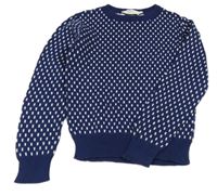 Tmavomodro-bílý vzorovaný svetr H&M