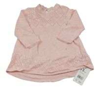 Nové - Světlerůžové pletené šaty s perforovaným vzorem Mothercare