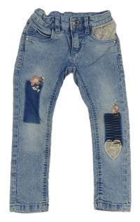 Světlemodré skinny rifle se záplatami Dopodopo