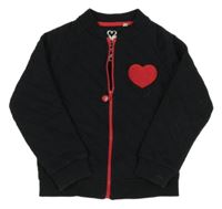 Černá prošívaná propínací mikina se srdcem C&A