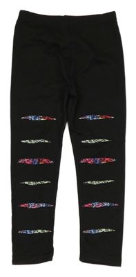 Černé legíny s barevným potiskem 