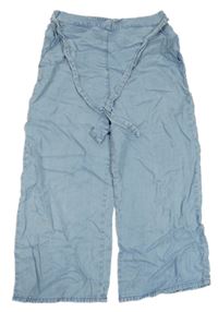Modré lehké culottes kalhoty s páskem H&M