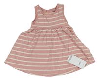 Růžovo-bílé pruhované bavlněné šaty M&S