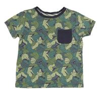 Khaki-modré tričko s dinosaury Tommy Bahama