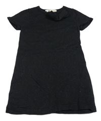 Černé svetrové třpytivé šaty s mašlí H&M