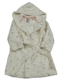 Bílý chlupatý župan s jednorožci a kapucí H&M
