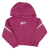 Tmavorůžová crop mikina s logem a kapucí Reebok 