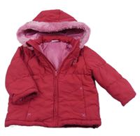 Malinová šusťáková zimní bunda s hvězdičkami a kapucí Berti