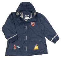 Tmavomodrá nepromokavá bunda s hasiči a odepínací kapucí Playshoes