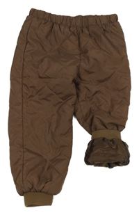 Hnědé šusťákové prošívané zateplené kalhoty So Cute