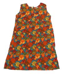 Modré manšestrové šaty se stromy 