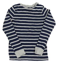 Tmavomodro-šedé pruhované triko 