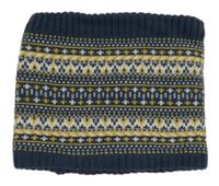 Tmavomodro-barevný vzorovaný pletený nákrčník