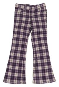 Fialovo-bílé kostkované flare rifle H&M