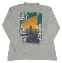 Šedé melírované triko s městem Tom Tailor