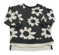 Tmavošedo-smetanová květovaná mikina Next 