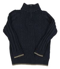 Tmavomodrý vzorovaný svetr s rolákem Jarvis Archer